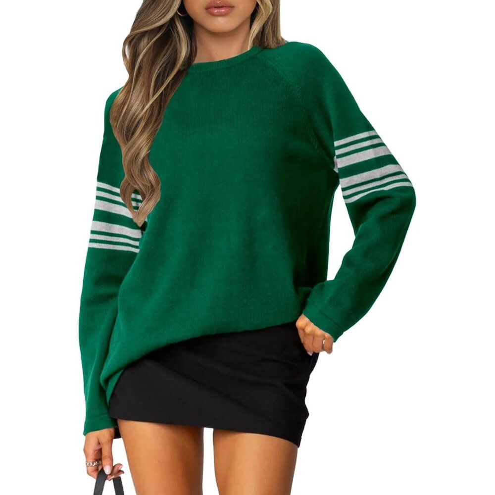 Green Striped Women's Sweater